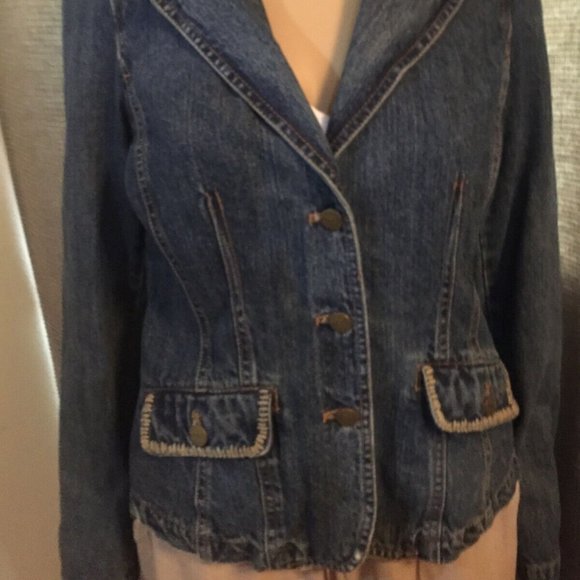 Axcess (Liz Claiborne) Sz 8 Jean Jacket w/embroidery - Picture 7 of 8
